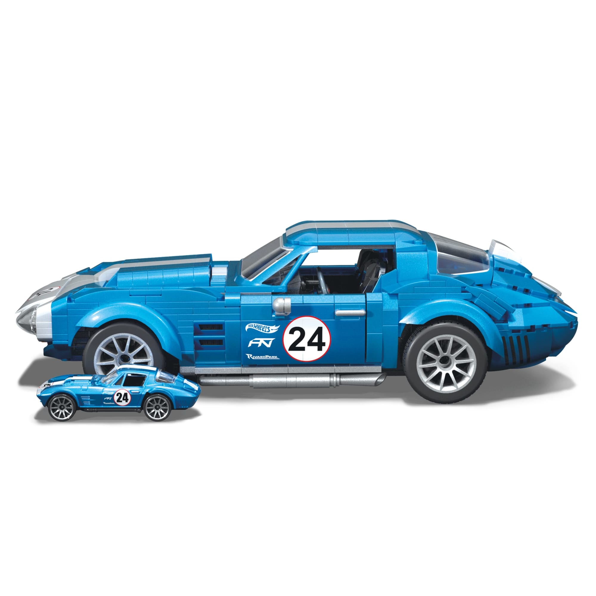 MEGA Hot Wheels 63 Corvette Grand Sport Race Car Building Toy Kit (1060 Pieces) For Collectors